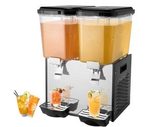 VEVOR Distributore di Bevande Commerciali, Distributore Succhi 2 x 18 L 370 W, Macchina Bevande in Acciaio Inox 304 Uso Alimentare, Temperatura Raffreddamento 7-12 °C, per Bevande Fredde, Ristoranti