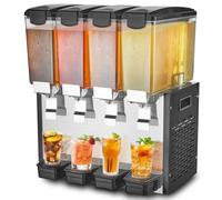 VEVOR Distributore di Bevande Commerciali, Distributore Succhi 4 x 10 L 430 W, Macchina Bevande in Acciaio Inox 304 Uso Alimentare, Temperatura Raffreddamento 7-12 °C, per Bevande Fredde, Ristoranti
