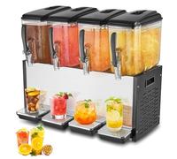 VEVOR Distributore di Bevande Commerciali, Distributore Succhi 4 x 12 L 510 W, Macchina Bevande in Acciaio Inox 304 Uso Alimentare, Temperatura Raffreddamento 7-12 °C, per Bevande Fredde, Ristoranti