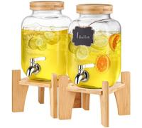 VEVOR Distributore per Bevande Dispenser Vetro 3,8 Litri con Supporto 2 Pezzi