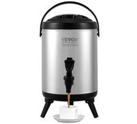 VEVOR Distributore per Bevande Isotermico con Rubinetto di Erogazione Capienza ca. 6 L Materiale Acciaio Inox per Buffet Festa Evento, Contenitore Isotermico per Distribuzione Bevande Calde/Fredde