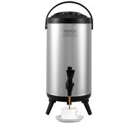 VEVOR Distributore per Bevande Isotermico con Rubinetto di Erogazione Capienza ca. 9,2L Materiale Acciaio Inox per Buffet Festa Evento, Contenitore Isotermico per Distribuzione Bevande Calde / Fredde