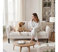 VEVOR Divano a 2 Posti Lunghezza 176 cm, Divano in Velluto a Coste con Molle Cuscini Morbidi Struttura Robusta per Soggiorno, Poltrona per Camera da Letto, Ufficio Appartamento, Bianco