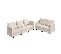 VEVOR Divano Letto Angolare con Contenitore Nascosto, Divano Modulare Imbottito con Schiuma ad Alta Resilienza, 5 Posti con Struttura in Legno Massello per Soggiorno, Camera da Letto, Beige