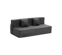 VEVOR Divano Letto Pieghevole con 2 Cuscini e Fodera Lavabile, Poltrona Letto Trasformabile in Memory Foam ad Alta Densità 25D, Divano Futon per Soggiorno, Camera da Letto, Grigio Scuro, Queen
