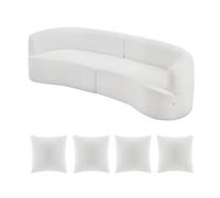 VEVOR Divano Moderno in Velluto a Coste Lunghezza 284 cm con 4 Cuscini, Divano con Seduta Ampia Profonda, Poltrona Relax in Peluche per Soggiorno, Camera da Letto, Bianco