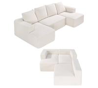 VEVOR Divano Modulare a Letto Angolare a Forma di U con Schiuma, Divano Imbottito in Velluto Capacità Carico 545 kg Lunghezza 256 cm con Cuscini, Mobile per Soggiorno Salone Casa, Beige