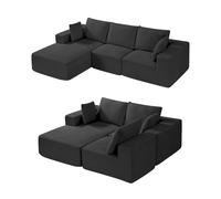 VEVOR Divano Modulare Angolare a Forma L Carico 545kg Lunghezza 265cm Nero