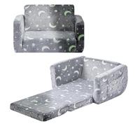 VEVOR Divano Pieghevole per Bambini, Poltroncina Pieghevole per Bambini con Braccioli, Spugna 28D e Flanella, Trasformabile in Sdraio, Divano per Leggere o Giocare, M, Grigio
