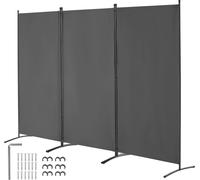 VEVOR Divisorio per Stanze, Divisorio per Stanze a 3 Pannelli, Schermo per Privacy Pieghevole 2600 x 1840 x 520 mm, Schermo Separatore Stanze, Pannello Divisorio per Ufficio, Camera da Letto, Grigio