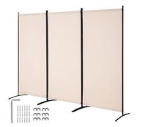 VEVOR Divisorio per Stanze, Divisorio per Stanze a 3 Pannelli, Schermo per Privacy Pieghevole 2600 x 1840 x 520 mm, Schermo Separatore Stanze, Pannello Divisorio per Ufficio, Camera da Letto, Beige
