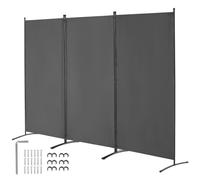 VEVOR Divisorio per Stanze, Divisorio per Stanze a 3 Pannelli, Schermo per Privacy Pieghevole 2600 x 1840 x 520 mm, Schermo Separatore Stanze, Pannello Divisorio per Ufficio, Camera da Letto, Grigio