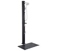 VEVOR Doccia Solare da Giardino 40 L con Soffione Altezza 205 cm, Doccia Solare Esterna con Rubinetto per Piedi e Portasapone, Regolabile Acqua Calda e Fredda, per Piscina Campeggio Spiaggia, Nero