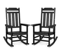VEVOR Dondolo da Veranda, Sedia a Dondolo da Esterno, Sedia a Dondolo da Patio con Schienale Alto e Braccioli Lisci, Supporta Fino a 181,4 kg, Sedia per Giardino, Balcone, Veranda, Nero 2 Pezzi