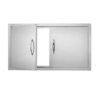 VEVOR Porta di accesso al barbecue Doppia 863x482x46 mm acciaio inox incasso con maniglie argento