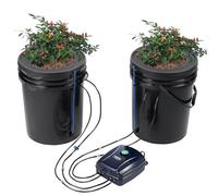 VEVOR DWC Sistema di Coltivazione Idroponica, Kit Top Drip, Coltura in Acque Profonde da 20 Litri, 2 Secchi, con Pompa ad Aria, Pietre porose, Dispositivo di Livello dell'Acqua, per Verdure Fiori