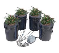 VEVOR DWC Sistema di Coltivazione Idroponica, Kit Top Drip, Coltura in Acque Profonde da 20 Litri, 4 Secchi, con Pompa ad Aria, Pietre porose, Dispositivo di Livello dell'Acqua, per Verdure in Foglia