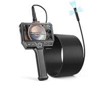 VEVOR Endoscopio Articolato a Tripla Lente, Telecamera Endoscopica Industriale con Luce, Schermo IPS HD da 5'', Zoom 8x, Batteria da 5000 mAh, Cavo Impermeabile IP67 da 10 m, per Auto e Idraulica