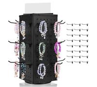 VEVOR Espositore Girevole per Pannello Forato, Espositore da Tavolo con Pannello Forato 188 x 188 x 520 mm, con 24 Ganci, in Acciaio Laminato a Freddo Ispessito, per Negozi Gioiellerie, Nero