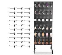 VEVOR Espositore per Pannello Forato, 600 x 1670 mm, con Ruote Girevoli e 30 Ganci, Pannello Forato in Acciaio Laminato a Freddo per Alimentari, Negozi al Dettaglio e Gioiellerie, Nero