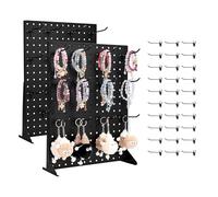 VEVOR Espositore per Pannello Forato, Espositore da Tavolo con Pannello Forato 440 x 330 x 114 mm, con 30 Ganci, in Acciaio Laminato a Freddo Ispessito, per Negozi Gioiellerie, Nero 2 Pezzi
