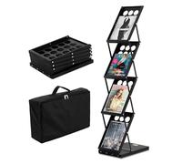 VEVOR Espositore per Riviste Pieghevole 270 x 360 x 1250 mm Espositore per Brochure a 4 Livelli, Espositore per Brochure e Cataloghi Portatile con Borsa per Trasporto per Fiere, Uffici, 4 Tasche