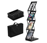 VEVOR Espositore per Riviste Pieghevole 270 x 360 x 1250 mm Espositore per Brochure a 4 Livelli, Espositore per Brochure e Cataloghi Portatile con Borsa per Trasporto per Fiere, Uffici, 4 Tasche