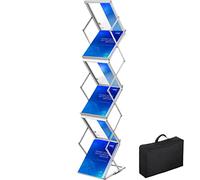 VEVOR Espositore Pieghevole per Brochure, 6 Scomparti Esposizione Opuscolo Letteratura, Supporto per Portariviste Giornali in Lega di Alluminio, Colore Argento 26x36x152cm Portatile con Borsa Oxford