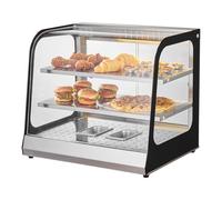 VEVOR Espositore Scaldavivande Commerciale 2 Ripiani 850 W con Vetro Temperato e Riscaldamento a Vapore, Controllo Temperatura da 30℃ a 85℃, Capacità 111 L per Hamburger, Pizza, Pane, Pollo fritto