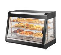 VEVOR Espositore Scaldavivande Commerciale 3 Ripiani 1500 W con Luce, Ripiano Regolabile, Display della Temperatura, Riscaldamento a Vapore da 30 ℃ a 85 ℃, 130 L per Hamburger Pizza Pane Pollo Fritto