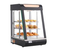 VEVOR Espositore Scaldavivande Commerciale a 3 Livelli, Scaldavivande da 800 W con Luce LED, Vano Portaoggetti Superiore e Ripiani Regolabili, Riscaldamento a Vapore per Pizza, Pane, Pollo Fritto