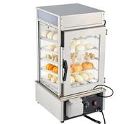 VEVOR Espositore Scaldavivande Commerciale a 5 Ripiani, Espositore Scaldavivande da 1200 W con Luce LED, Ripiano Regolabile e Struttura in Acciaio Inossidabile da 120 L per Hamburger, Pizza, Pane