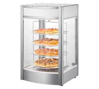 VEVOR Espositore Scaldavivande Commerciale per Pizza 366 mm Scaldavivande a 4 Ripiani con Riscaldamento a Vapore Rotante, Controllo della Temperatura da 30 ℃ a 85 ℃ Luce del Forno 25 W per Pizzeria