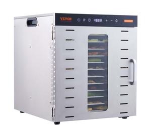 VEVOR Essiccatore Elettrico 1000W per Alimenti in Acciaio Inox 10 Vassoi Estraibili Tempo Temperatura Regolabile 30-90 ℃ Aria Circolata 360°, Macchina Essiccatrice Alimentare Domestica 46x42x46,5 cm