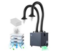 VEVOR Estrattore di Fumi di Saldatura da 380 m³/h con Doppi Tubi Flessibili, Assorbitore di Fumi di Saldatura Senza Spazzole da 275 W con Filtri a 4 Stadi e 10 Velocità, per Saldatura, Incisione Laser