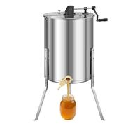 VEVOR Estrattore di Miele in Acciaio Inox, Centrifuga Manuale per Miele 4/8 Telaini, con Coperchio Trasparente, Regolabile in Altezza, Apicoltura per Estrazione di Favi, 470 x 610 x 1080 mm