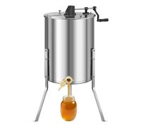 VEVOR Estrattore di Miele in Acciaio Inox, Centrifuga Manuale per Miele 4/8 Telaini, con Coperchio Trasparente, Regolabile in Altezza, Apicoltura per Estrazione di Favi, 470 x 610 x 1080 mm