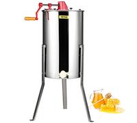 VEVOR Estrattore di Miele Manuale in Acciaio Inox Capienza da 3 Favi 48x23cm / 48x16cmper Apicoltura, Smielatore Centrifuga di Miele Manuale con Coperchio Trasparente Altezza Regolabile tra 100-108cm