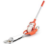 VEVOR Estrattore Manuale a Fune Metallica, Verricello Manuale con Cavo da 10,7 m Ø 8 mm e 2 Ganci, Capacità di Trazione di 3 T, Verricello a Cricchetto per Abbattimento Alberi e Recupero Stradale