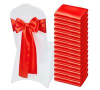 VEVOR Fasce per Sedie in Raso con Fiocchi, Fasce per Sedie per Legare, Nastri per Sedia Fiocchi di Nozze per Matrimoni, Feste, Banchetti, Coprisedie per Banchetti, 275x17 cm, 50 Pezzi Rosso