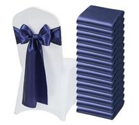 VEVOR Fasce per Sedie in Raso con Fiocchi, Fasce per Sedie per Legare, Nastri per Sedia Fiocchi di Nozze per Matrimoni, Feste, Banchetti, Coprisedie per Banchetti, 275x17 cm, 50 Pezzi, Blu Navy