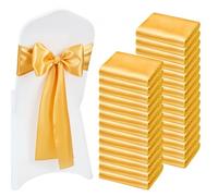VEVOR Fasce per Sedie in Raso con Fiocchi, Fasce per Sedie per Legare, Nastri per Sedia Fiocchi di Nozze per Matrimoni, Feste, Banchetti, Coprisedie per Banchetti, 275 x 17 cm, 100 Pezzi, Oro