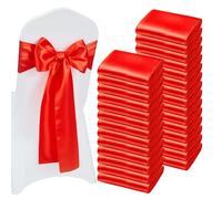 VEVOR Fasce per Sedie in Raso con Fiocchi, Fasce per Sedie per Legare, Nastri per Sedia Fiocchi di Nozze per Matrimoni, Feste, Banchetti, Coprisedie per Banchetti, 275x17 cm, 100 Pezzi Rosso