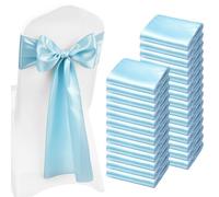 VEVOR Fasce per Sedie in Raso con Fiocchi, Fasce per Sedie per Legare, Nastri per Sedia Fiocchi di Nozze per Matrimoni, Feste, Banchetti, Coprisedie per Banchetti, 275 x 17 cm, 100 Pezzi, Blu