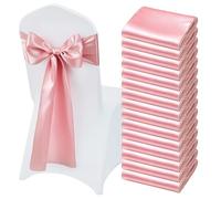 VEVOR Fasce per Sedie in Raso con Fiocchi, Fasce per Sedie per Legare, Nastri per Sedia Fiocchi di Nozze per Matrimoni, Feste, Banchetti, Coprisedie per Banchetti, 275 x 17 cm, 50 Pezzi Oro Rosa