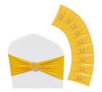 VEVOR Fascia per Sedia Elasticizzata in Spandex, Fiocchi Elasticizzati per Sedia con Fibbia Rotonda, Fasce Elastiche per Sedia, per Matrimoni, Banchetti, Decorazione per Sedia 50 Pezzi Giallo Oro