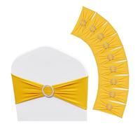 VEVOR Fascia per Sedia Elasticizzata in Spandex, Fiocchi Elasticizzati per Sedia con Fibbia Rotonda, Fasce Elastiche per Sedia, per Matrimoni, Banchetti, Decorazione per Sedia 100 Pezzi Giallo Oro