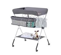 VEVOR Fasciatoio per Neonati, Fasciatoio Pieghevole con Cestino Laterale Portatile ad Altezza Regolabile con Ruote Bloccabili, Organizzatore Multifunzionale per Cameretta dei Bambini, Grigio Scuro