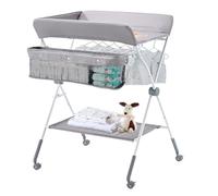 VEVOR Fasciatoio per Neonati Pieghevole con Cestino Laterale Ruote Grigio Chiaro