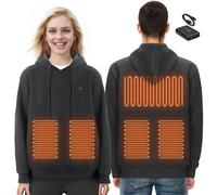 VEVOR Felpa con Cappuccio Riscaldata, Felpa Riscaldata Unisex con Batteria 7,4 V, Giacca Elettrica con 5 Zone Riscaldamento, Maglione Leggero e Caldo per l'Esterno per Pesca Campeggio, Taglia M, Nero
